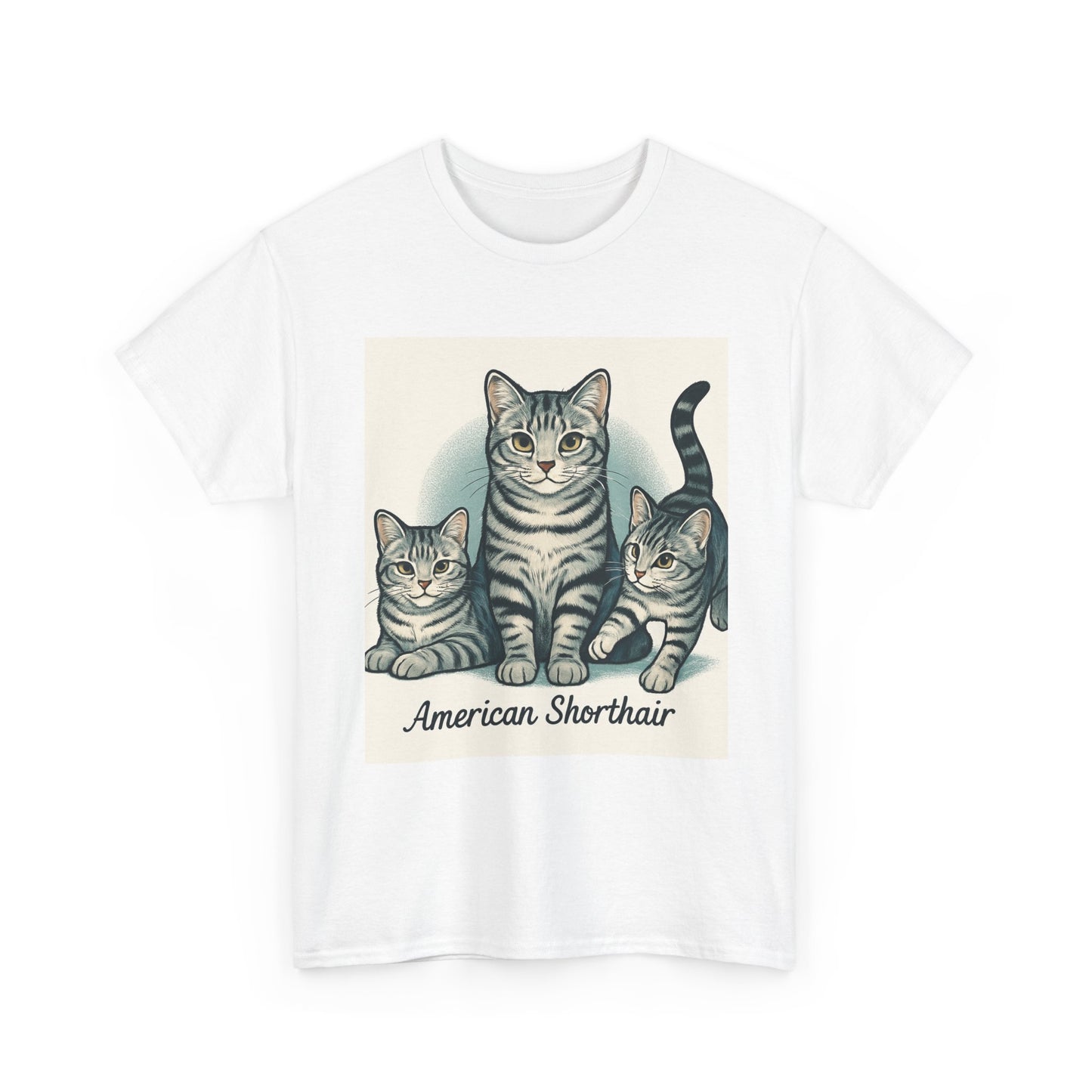 Vintage Cat Lover's Tee, Graphic Cat Shirt, American Shorthair Design, Cute Cat Gift, Pet Lover Apparel, Comfort Casual Wear