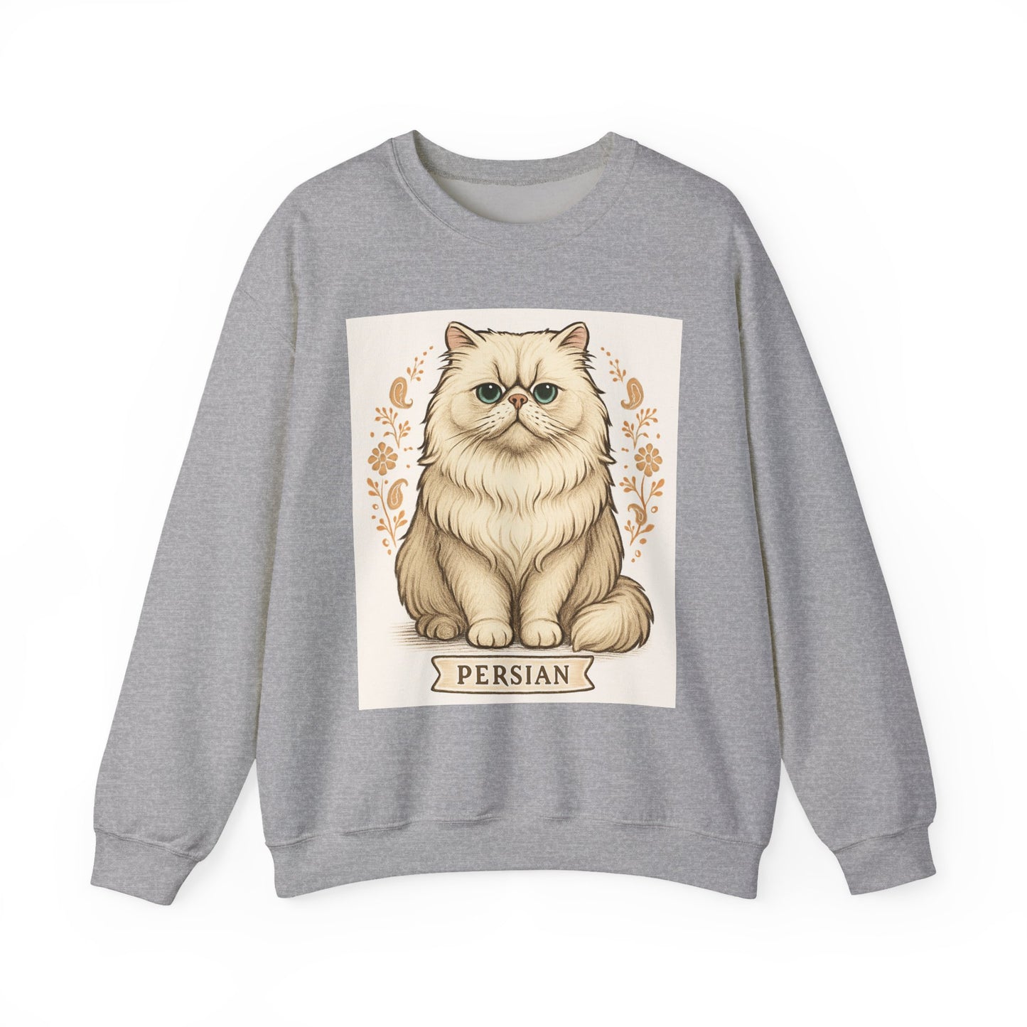 Persian Cat Crewneck Sweatshirt, Cozy Pet Lover Gift, Cat Themed Apparel, Year-Round Comfort, Unisex Casual Style
