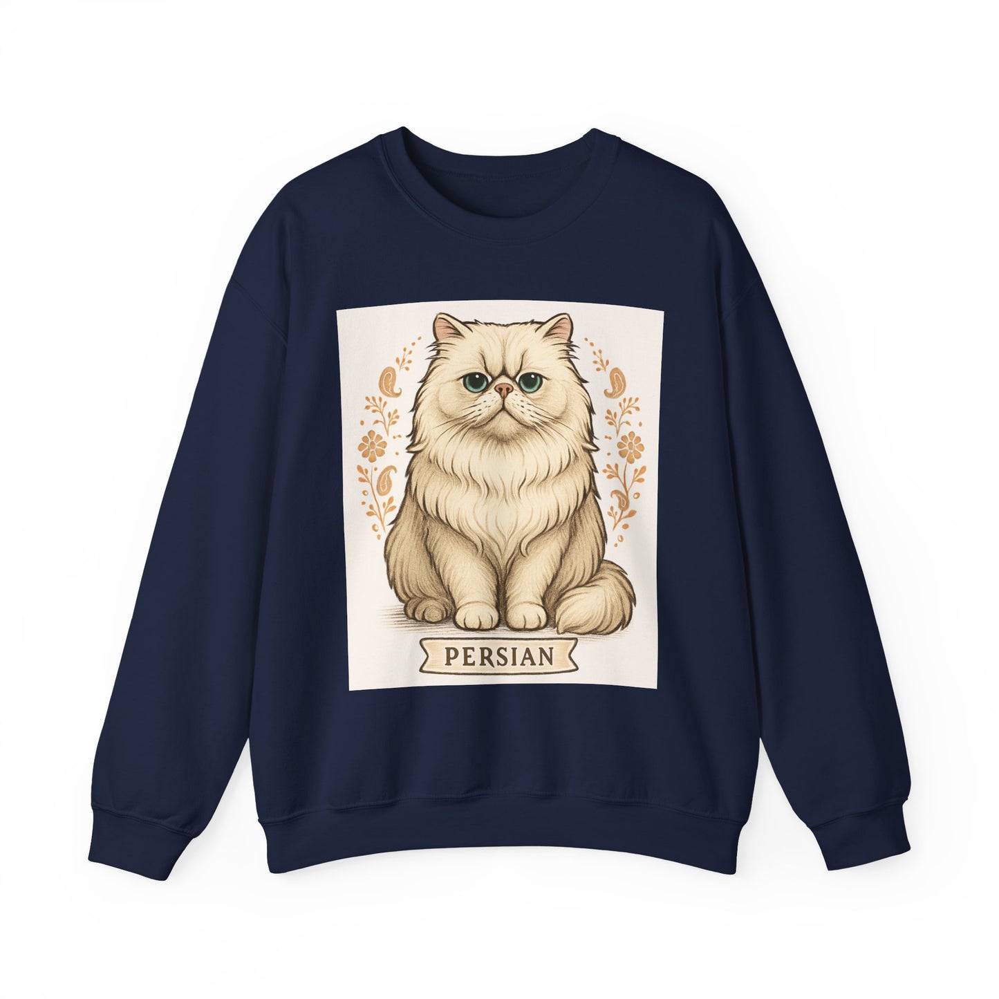 Persian Cat Crewneck Sweatshirt, Cozy Pet Lover Gift, Cat Themed Apparel, Year-Round Comfort, Unisex Casual Style