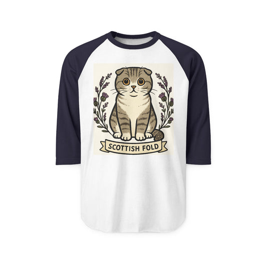 Scottish Fold Cat Unisex Raglan Shirt, Cute Pet Lover Tee, Animal Lover Gift, Cat Themed Outfit, Mother's Day Gift