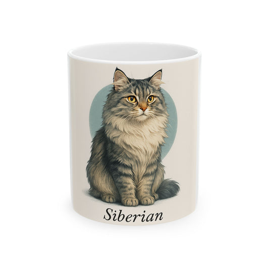 Siberian Cat Ceramic Mug | Cat Lover Gift, Morning Coffee Cup, Cute Pet Mug, 11oz or 15oz, Feline Friendship