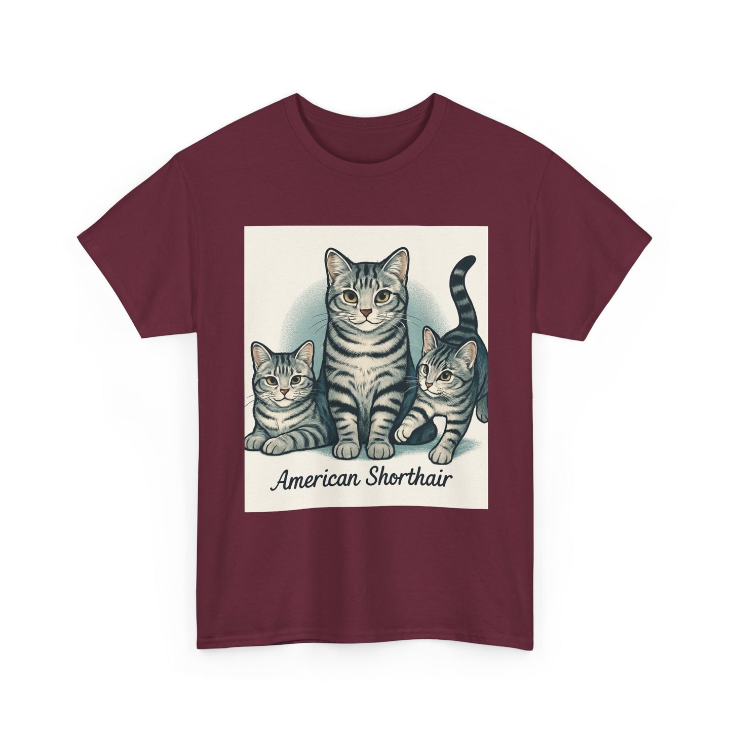 Vintage Cat Lover's Tee, Graphic Cat Shirt, American Shorthair Design, Cute Cat Gift, Pet Lover Apparel, Comfort Casual Wear