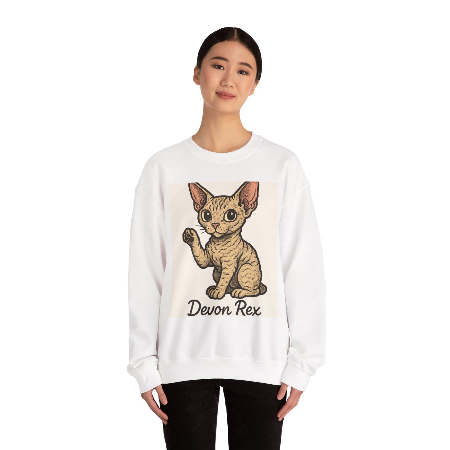 Devon Rex Cat Crewneck Sweatshirt, Cute Cat Sweater, Unisex Pet Apparel, Animal Lover Gift, Cozy Fashion, Perfect for Cat Owners