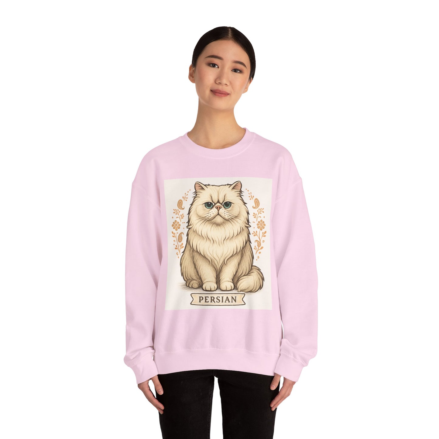 Persian Cat Crewneck Sweatshirt, Cozy Pet Lover Gift, Cat Themed Apparel, Year-Round Comfort, Unisex Casual Style