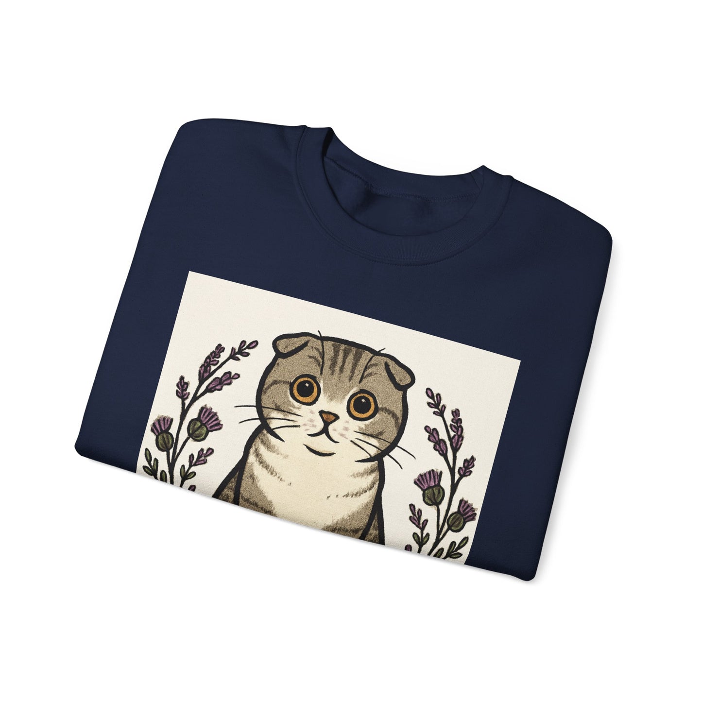 Scottish Fold Cat Sweatshirt, Cozy Unisex Crewneck, Cat Lover Gift, Cute Animal Apparel, Pet Themed Sweatshirt