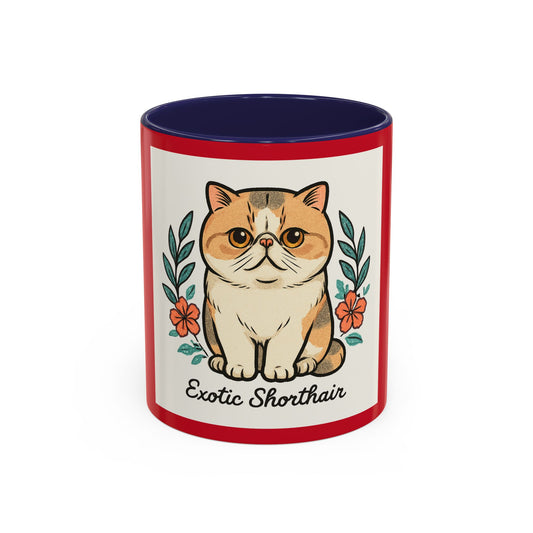 Exotic Shorthair Cat Coffee Mug, Pet Lover Gift, Cat Mug, Floral Cat Cup, Cat Mom Present, Cute Coffee Mug