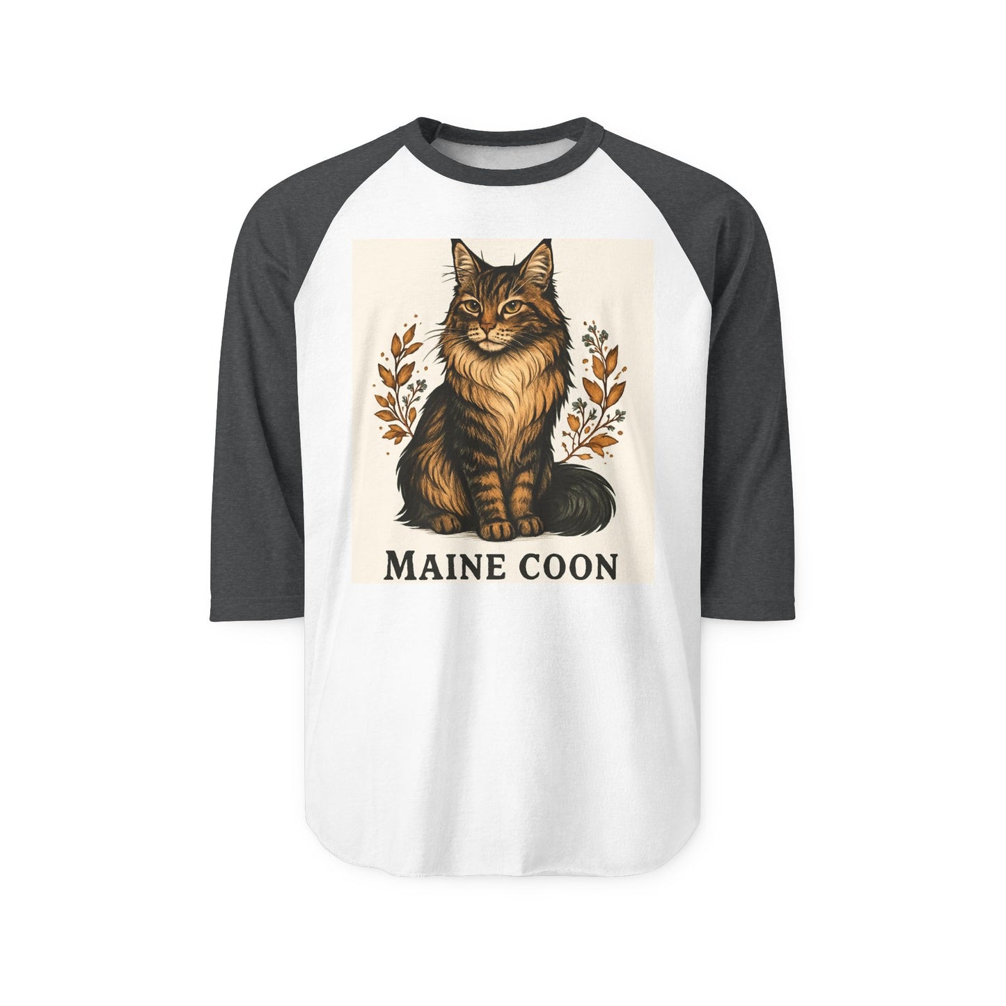 Maine Coon Cat Unisex Raglan Shirt, Cool Cat Lover Tee, Pet Owner Gift, Three-Quarter Sleeve Shirt, Casual Cat Apparel, Animal Lover Top