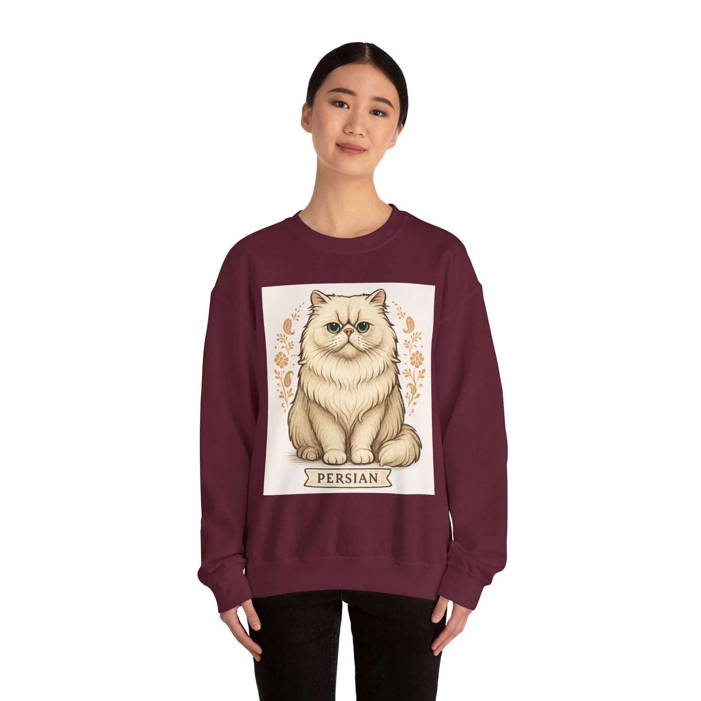 Persian Cat Crewneck Sweatshirt, Cozy Pet Lover Gift, Cat Themed Apparel, Year-Round Comfort, Unisex Casual Style