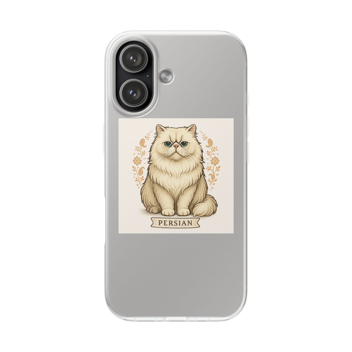 Persian Cat Flexi Case, Cute Cat Phone Cover, Pet Lover Gift, Animal Illustration, Customizable Phone Case, Cat Owner Accessory
