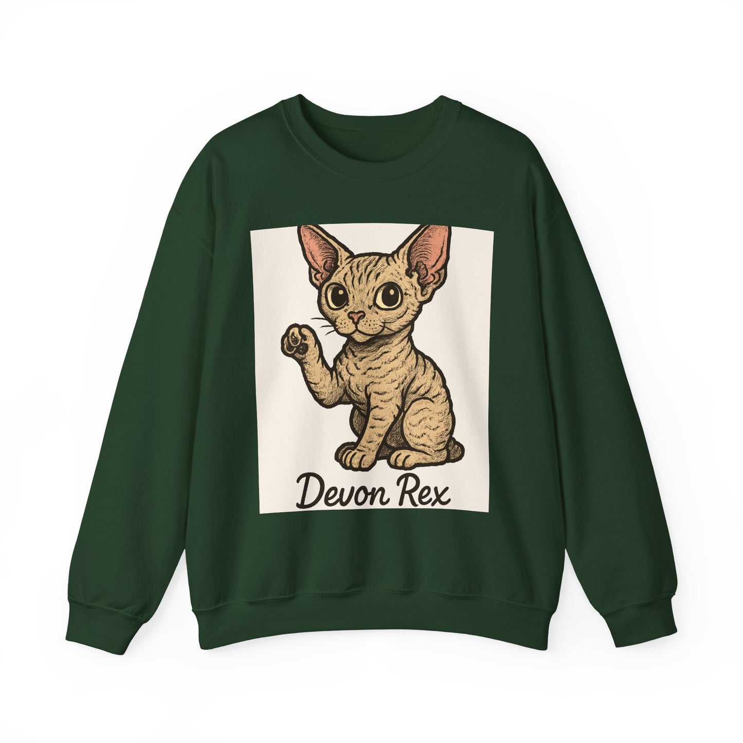 Devon Rex Cat Crewneck Sweatshirt, Cute Cat Sweater, Unisex Pet Apparel, Animal Lover Gift, Cozy Fashion, Perfect for Cat Owners