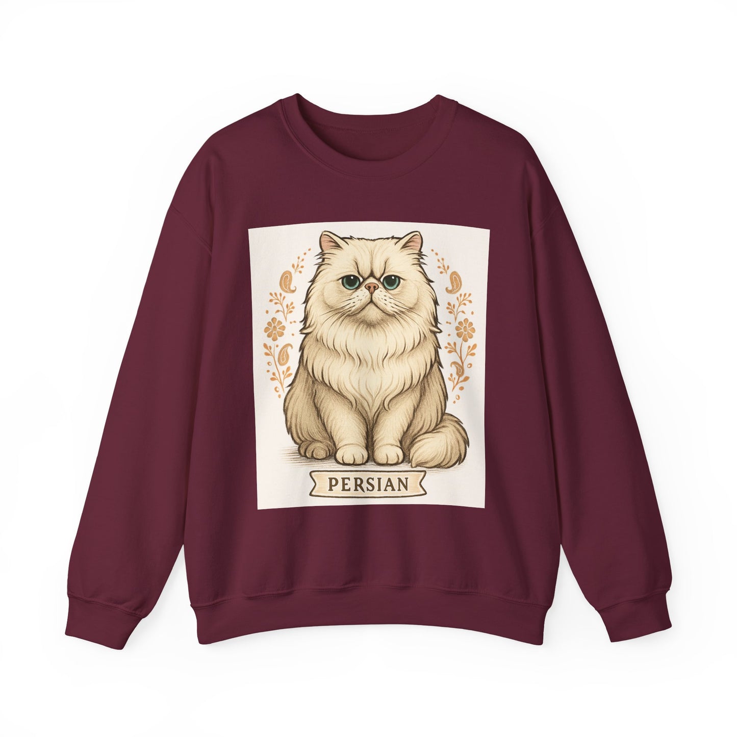 Persian Cat Crewneck Sweatshirt, Cozy Pet Lover Gift, Cat Themed Apparel, Year-Round Comfort, Unisex Casual Style