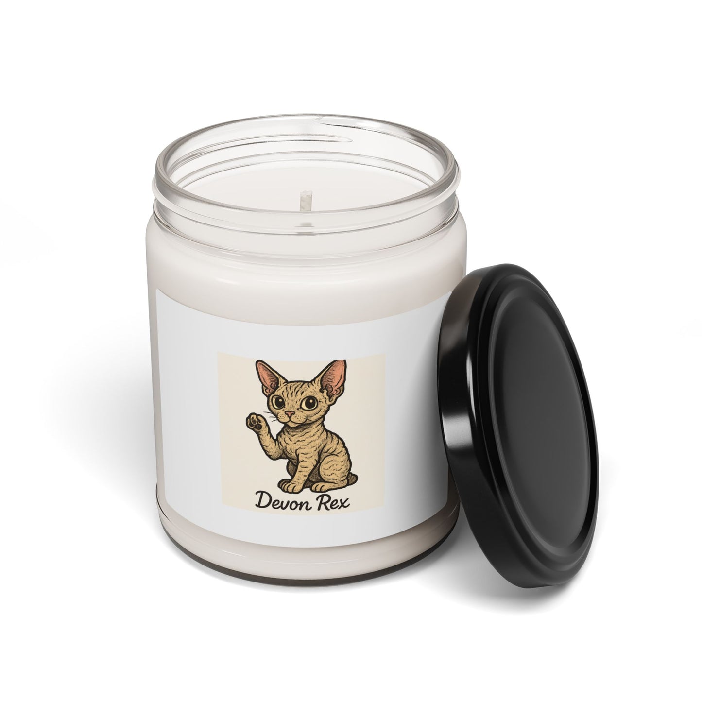 Devon Rex Cat Scented Soy Candle - Cozy Home Decor, Unique Gift for Cat Lovers, Aromatherapy, Pet Owner Candle, Relaxing Ambiance