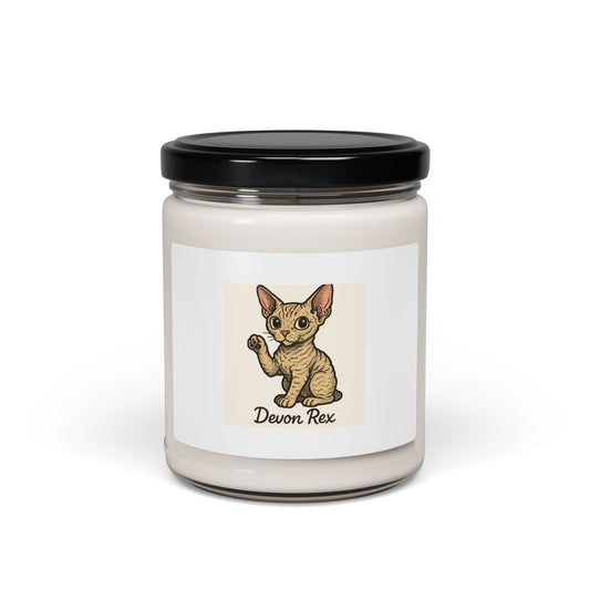 Devon Rex Cat Scented Soy Candle - Cozy Home Decor, Unique Gift for Cat Lovers, Aromatherapy, Pet Owner Candle, Relaxing Ambiance