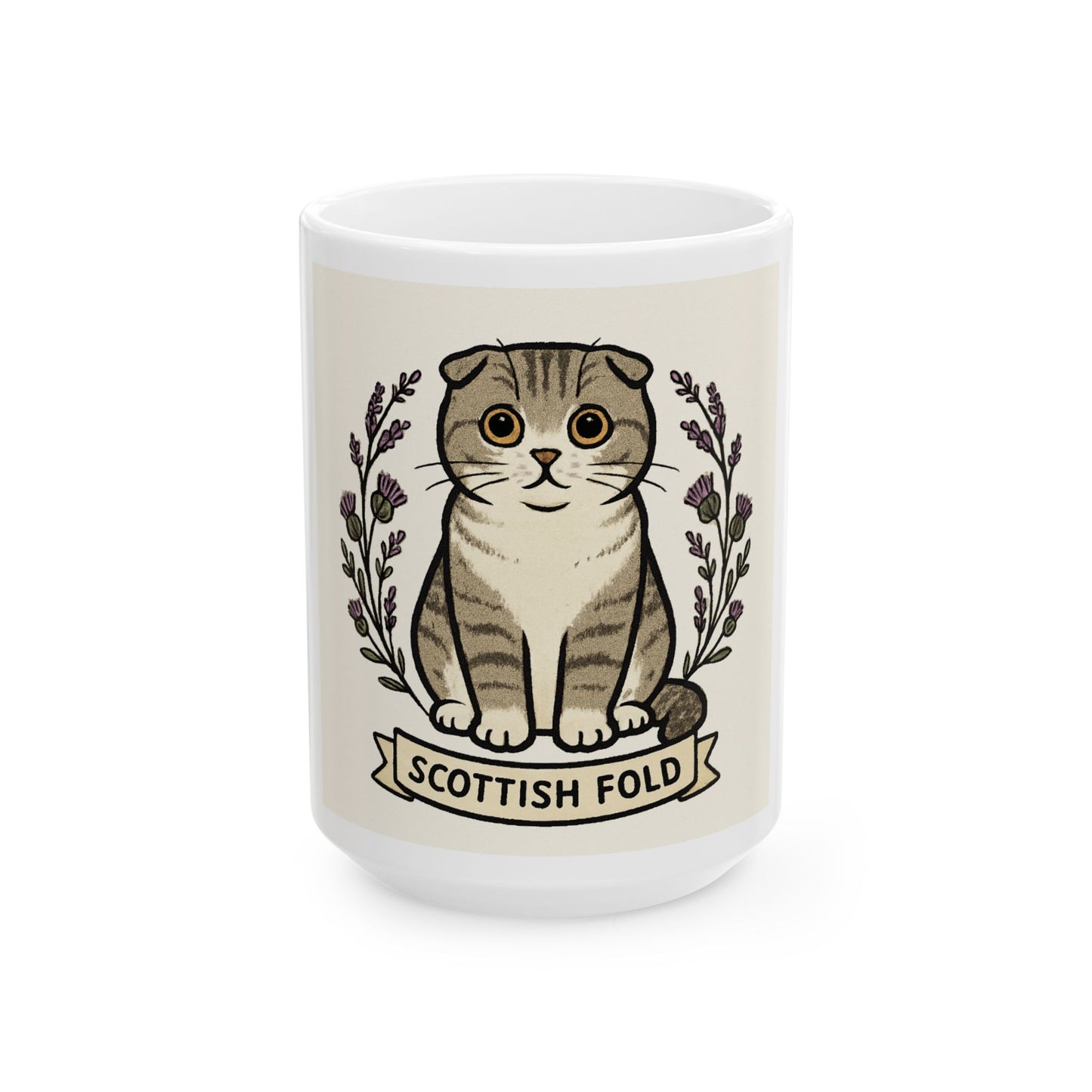 Scottish Fold Cat Ceramic Mug, Cute Cat Lover Gift, Pet Memorial, Coffee or Tea Cup, Birthday Present, Animal Enthusiast Collection
