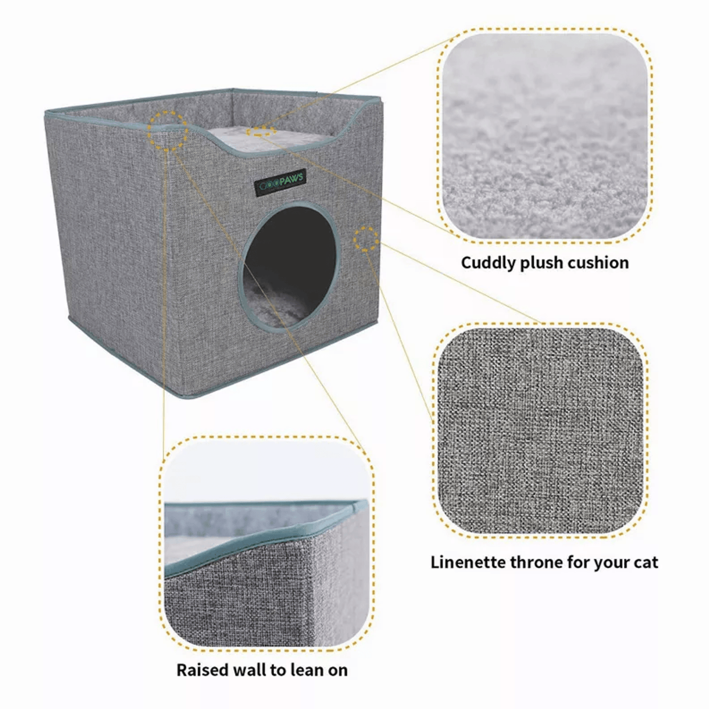 JESPET Premium Foldable Cat Condo with Reversible Cushions and Scratch-Resistant Design