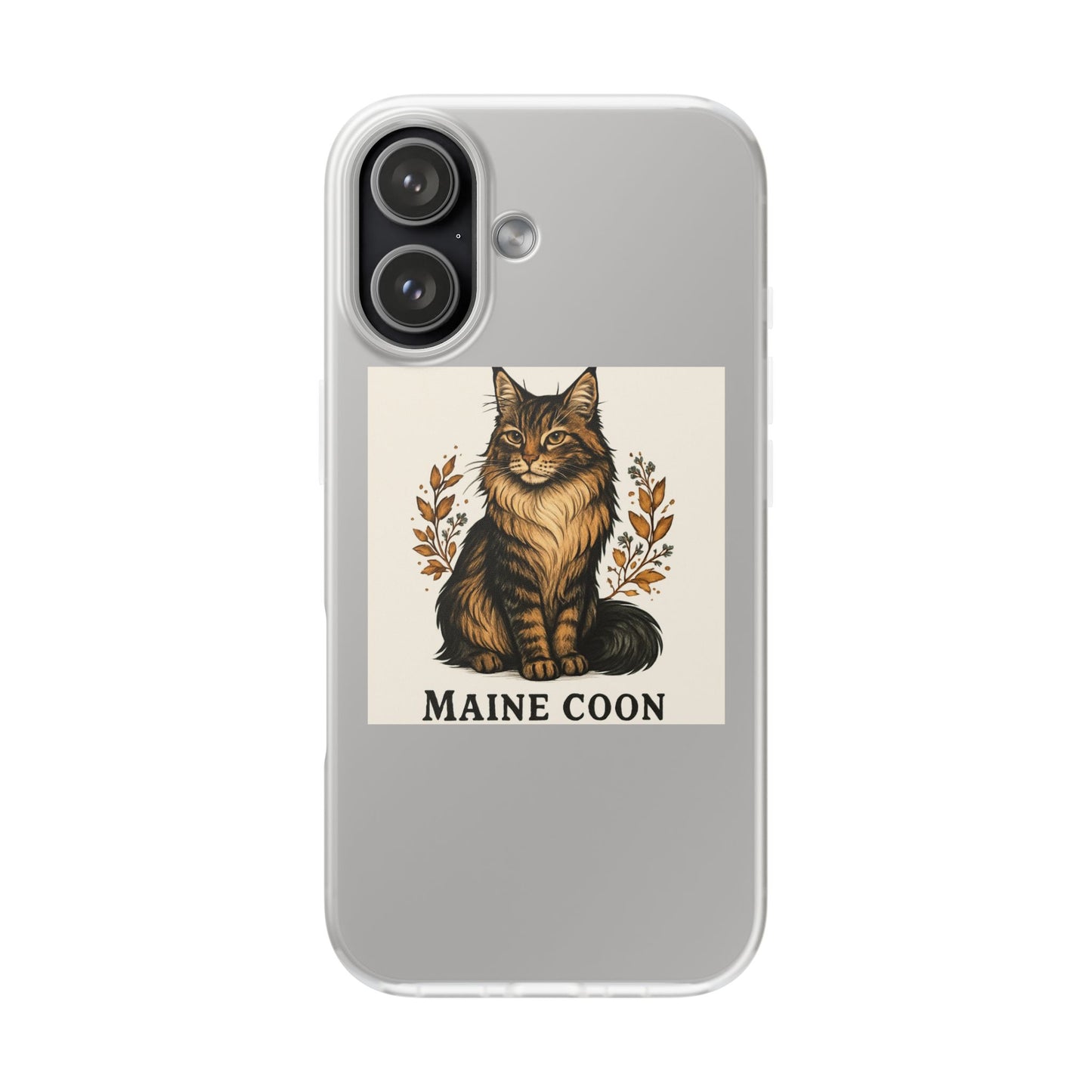 Maine Coon Cat Phone Case, Flexible Phone Cover, Pet Lover Gift, Customizable Tech Accessory, Cute Cat Design