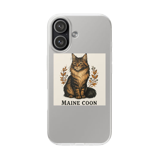 Maine Coon Cat Phone Case, Flexible Phone Cover, Pet Lover Gift, Customizable Tech Accessory, Cute Cat Design