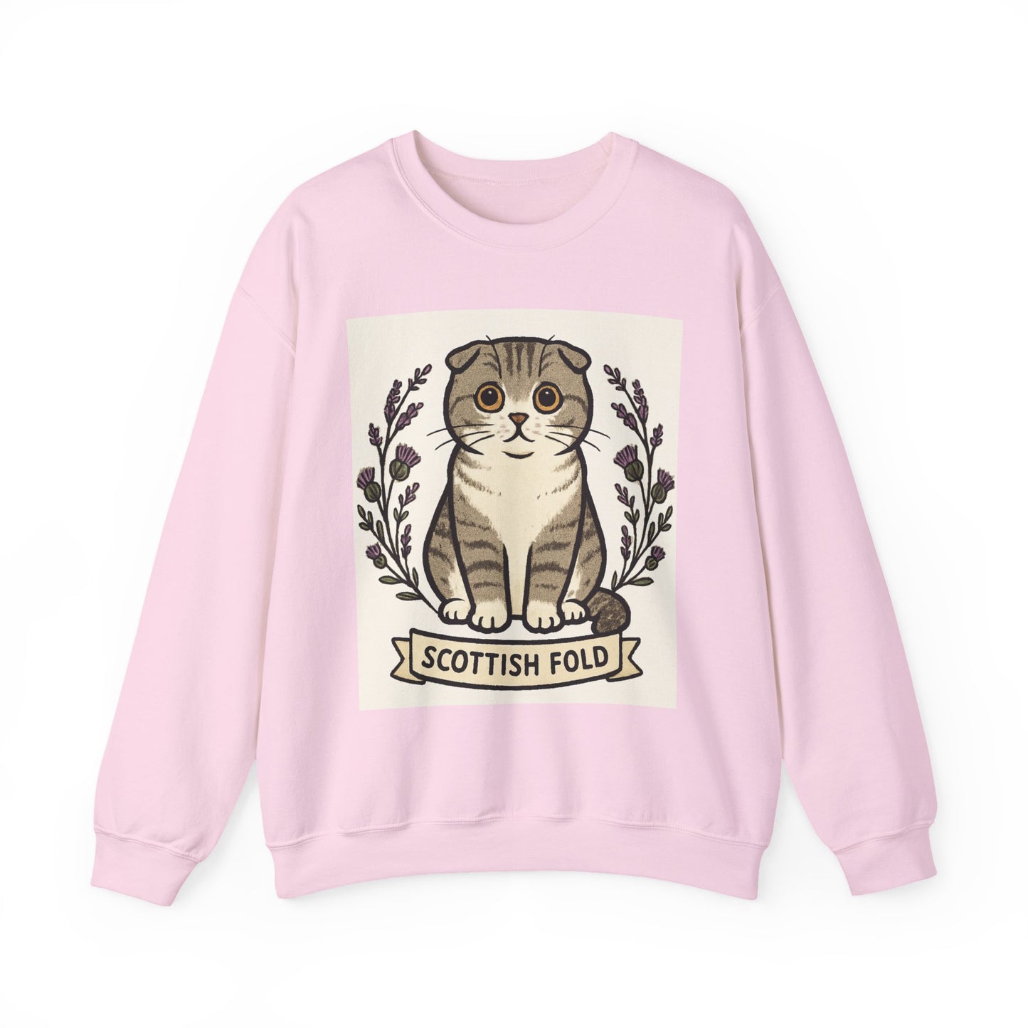 Scottish Fold Cat Sweatshirt, Cozy Unisex Crewneck, Cat Lover Gift, Cute Animal Apparel, Pet Themed Sweatshirt
