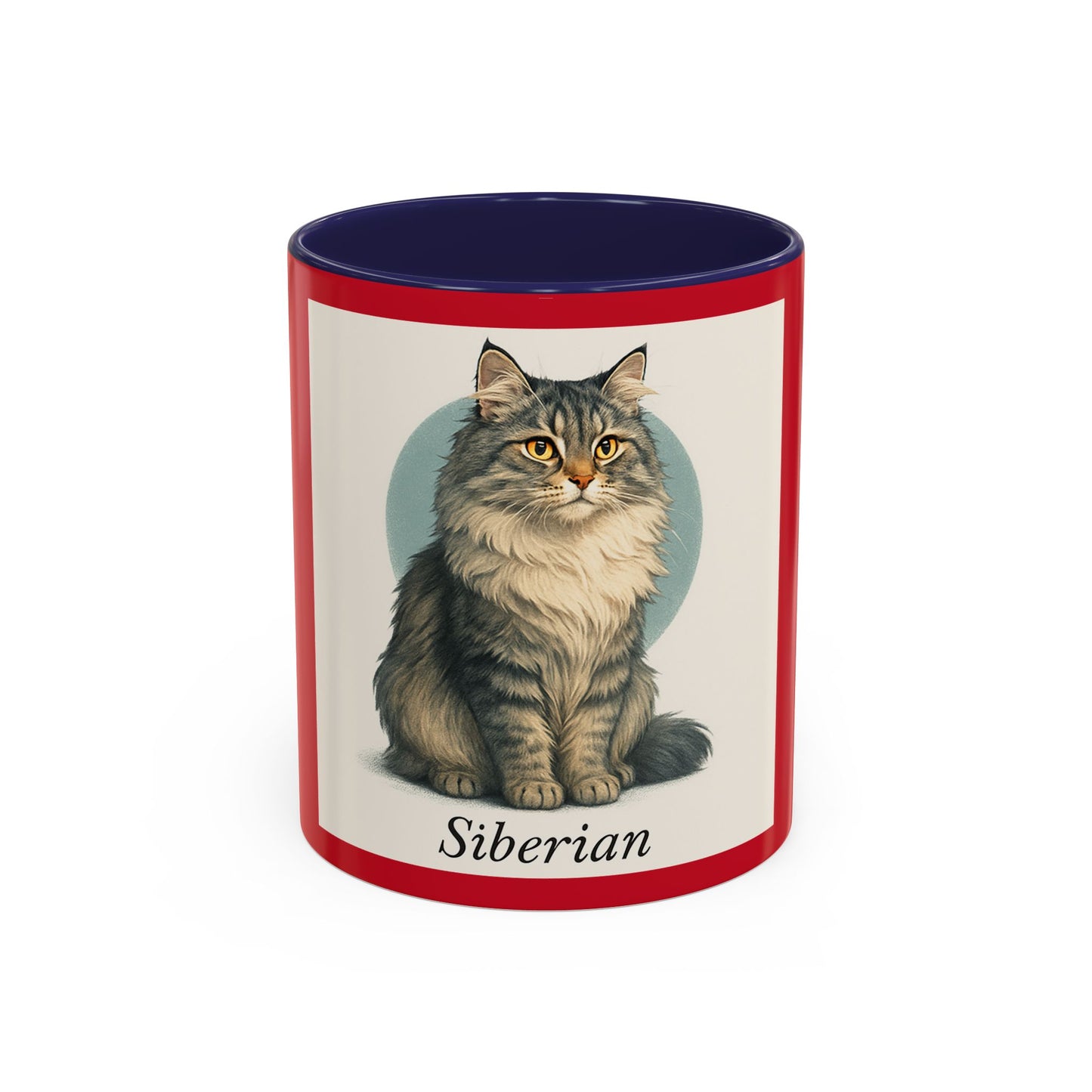 Siberian Cat Accent Coffee Mug, Unique Cat Lover Gift, Black Handle Mug, Animal Art, 11oz & 15oz Coffee Cup