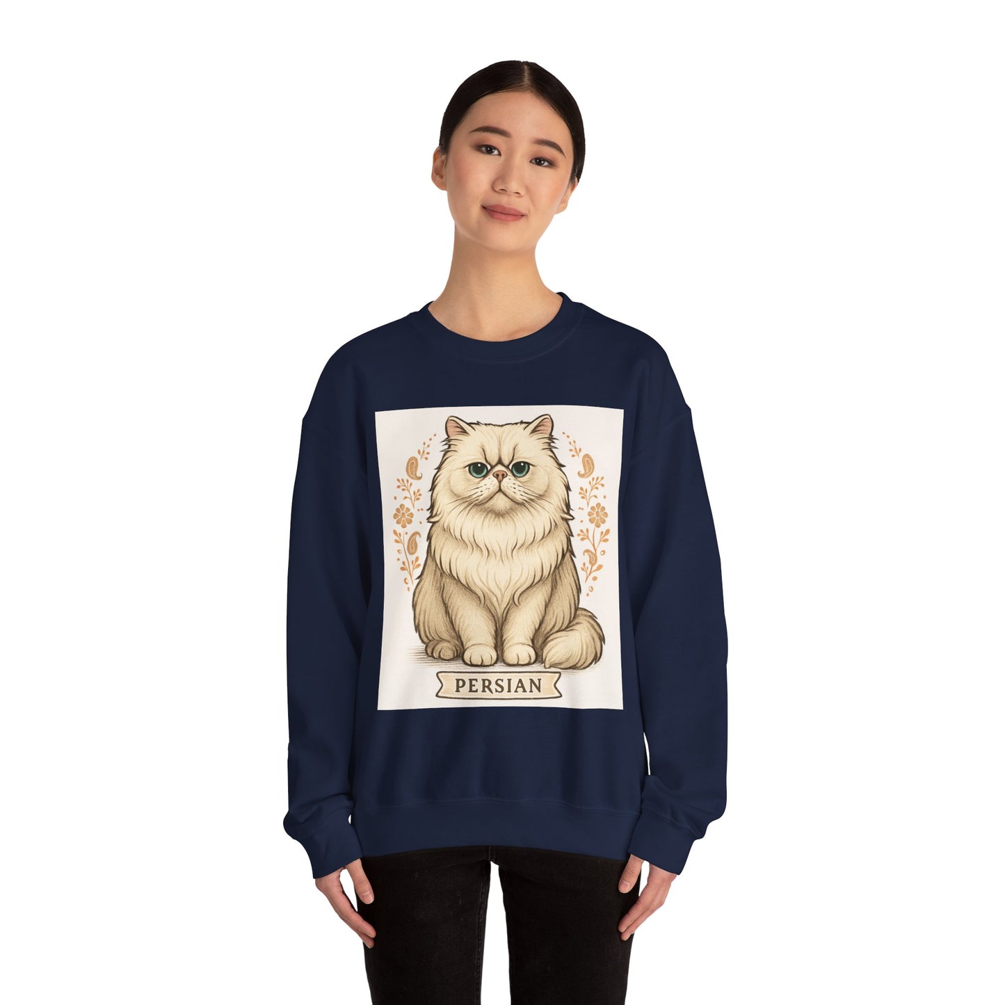 Persian Cat Crewneck Sweatshirt, Cozy Pet Lover Gift, Cat Themed Apparel, Year-Round Comfort, Unisex Casual Style