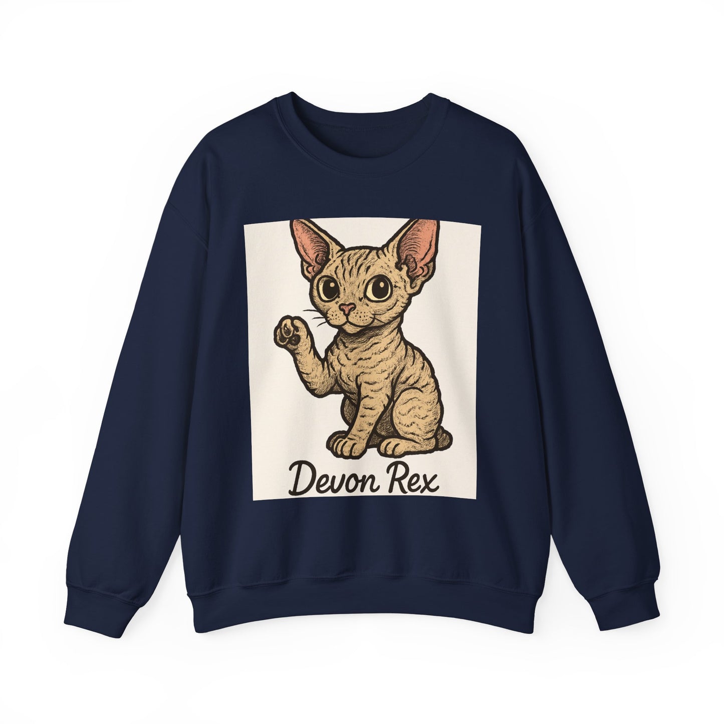 Devon Rex Cat Crewneck Sweatshirt, Cute Cat Sweater, Unisex Pet Apparel, Animal Lover Gift, Cozy Fashion, Perfect for Cat Owners