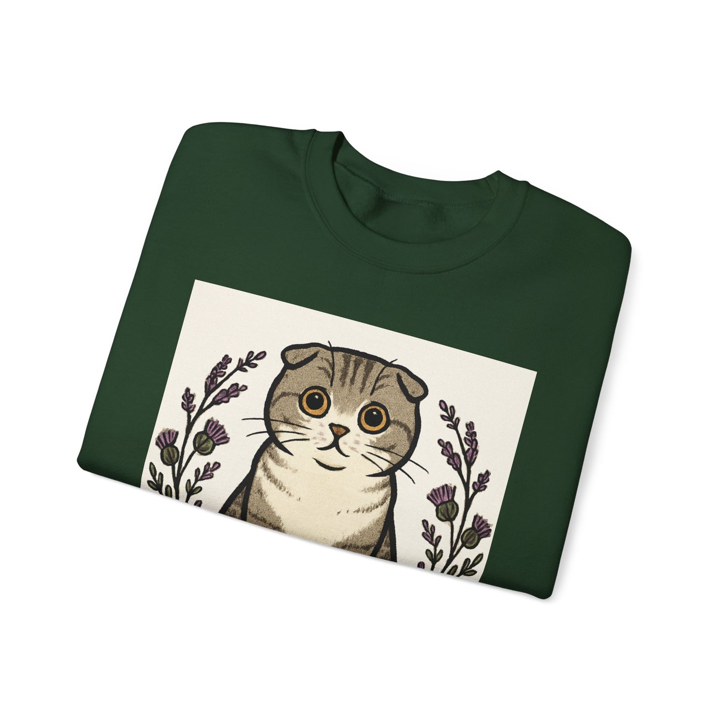 Scottish Fold Cat Sweatshirt, Cozy Unisex Crewneck, Cat Lover Gift, Cute Animal Apparel, Pet Themed Sweatshirt