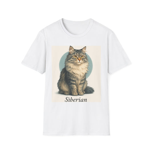Siberian Cat Art Unisex T-Shirt, Cat Lover Gift, Pet Owner Tee, Cute Cat Shirt, Feline Art Apparel