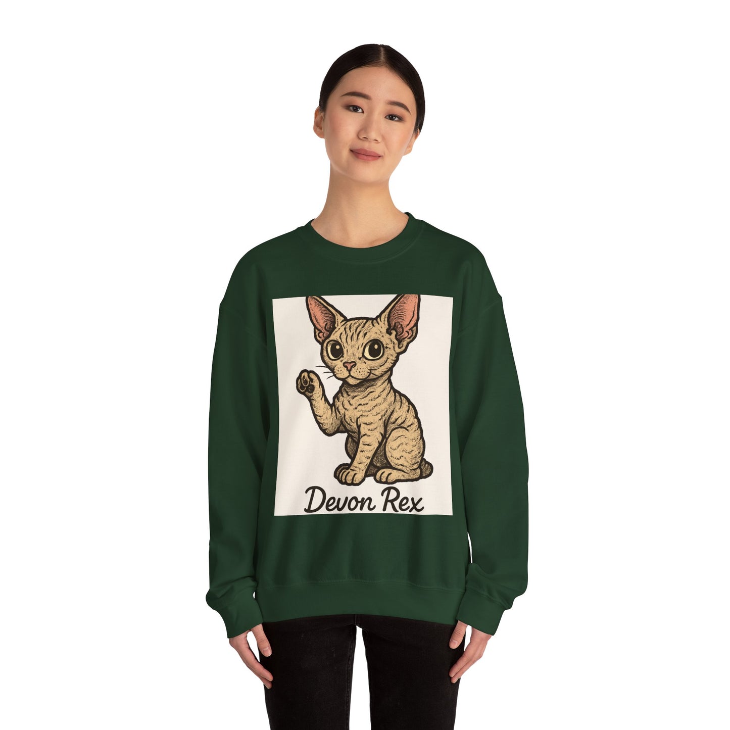 Devon Rex Cat Crewneck Sweatshirt, Cute Cat Sweater, Unisex Pet Apparel, Animal Lover Gift, Cozy Fashion, Perfect for Cat Owners
