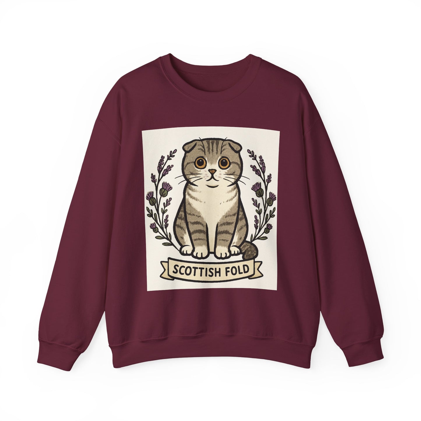 Scottish Fold Cat Sweatshirt, Cozy Unisex Crewneck, Cat Lover Gift, Cute Animal Apparel, Pet Themed Sweatshirt