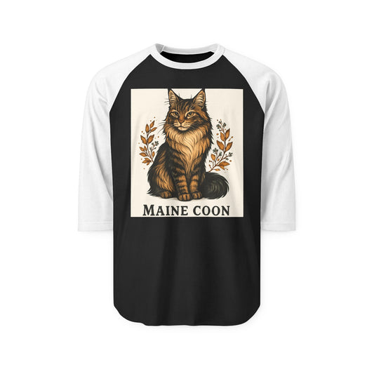 Maine Coon Cat Unisex Raglan Shirt, Cool Cat Lover Tee, Pet Owner Gift, Three-Quarter Sleeve Shirt, Casual Cat Apparel, Animal Lover Top