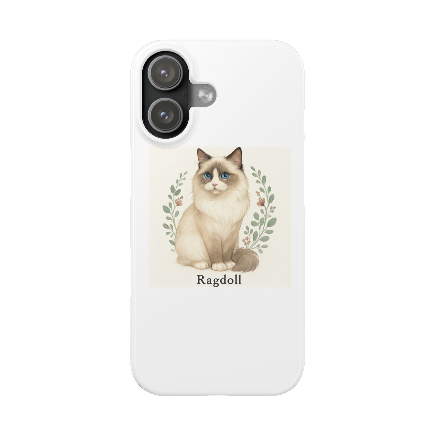 Ragdoll Cat Slim Phone Case, Cute Pet Accessories, Gift for Cat Lovers, Cat Mom Gift, Phone Cover for Animal Lovers, Floral Design