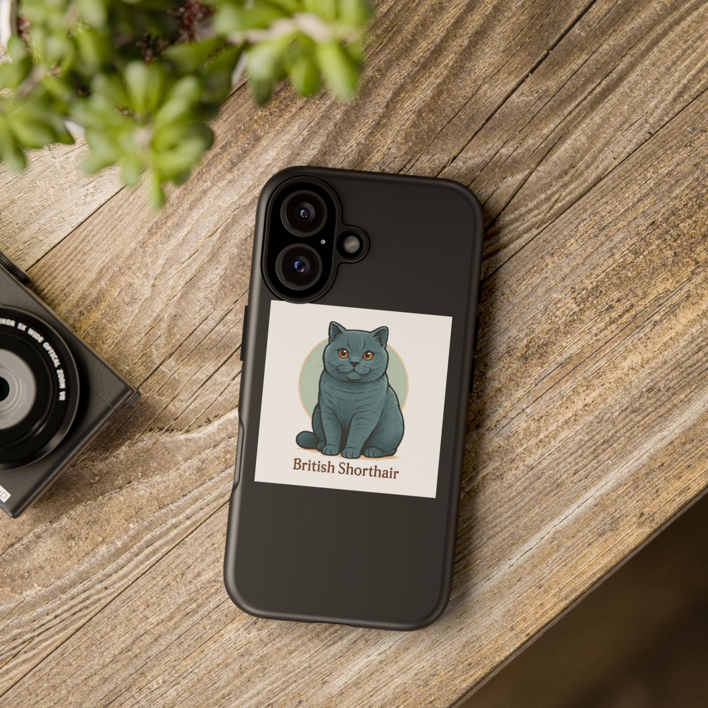 British Shorthair Cat Phone Case, Cute Cat Lover Gift, Tough Phone Cover for Pet Owners, Customizable Cat Art Design, Feline Accessories
