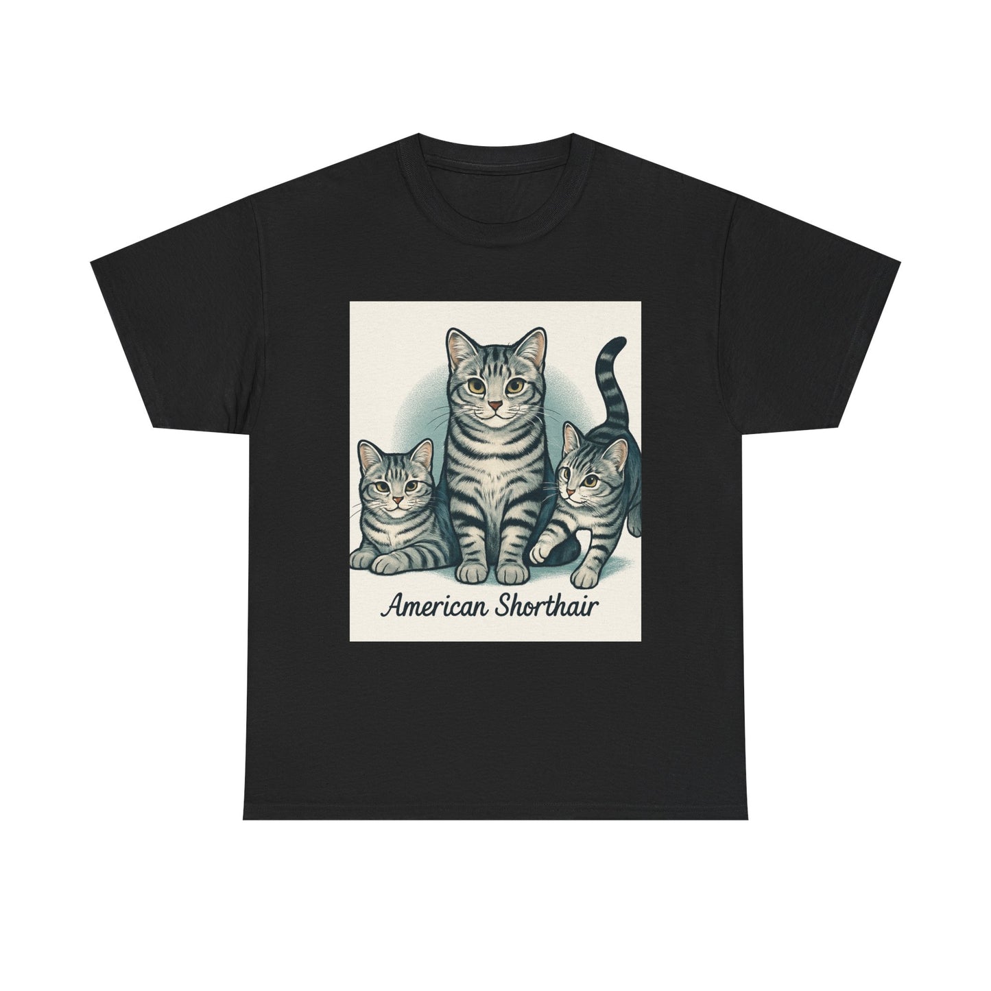 Vintage Cat Lover's Tee, Graphic Cat Shirt, American Shorthair Design, Cute Cat Gift, Pet Lover Apparel, Comfort Casual Wear
