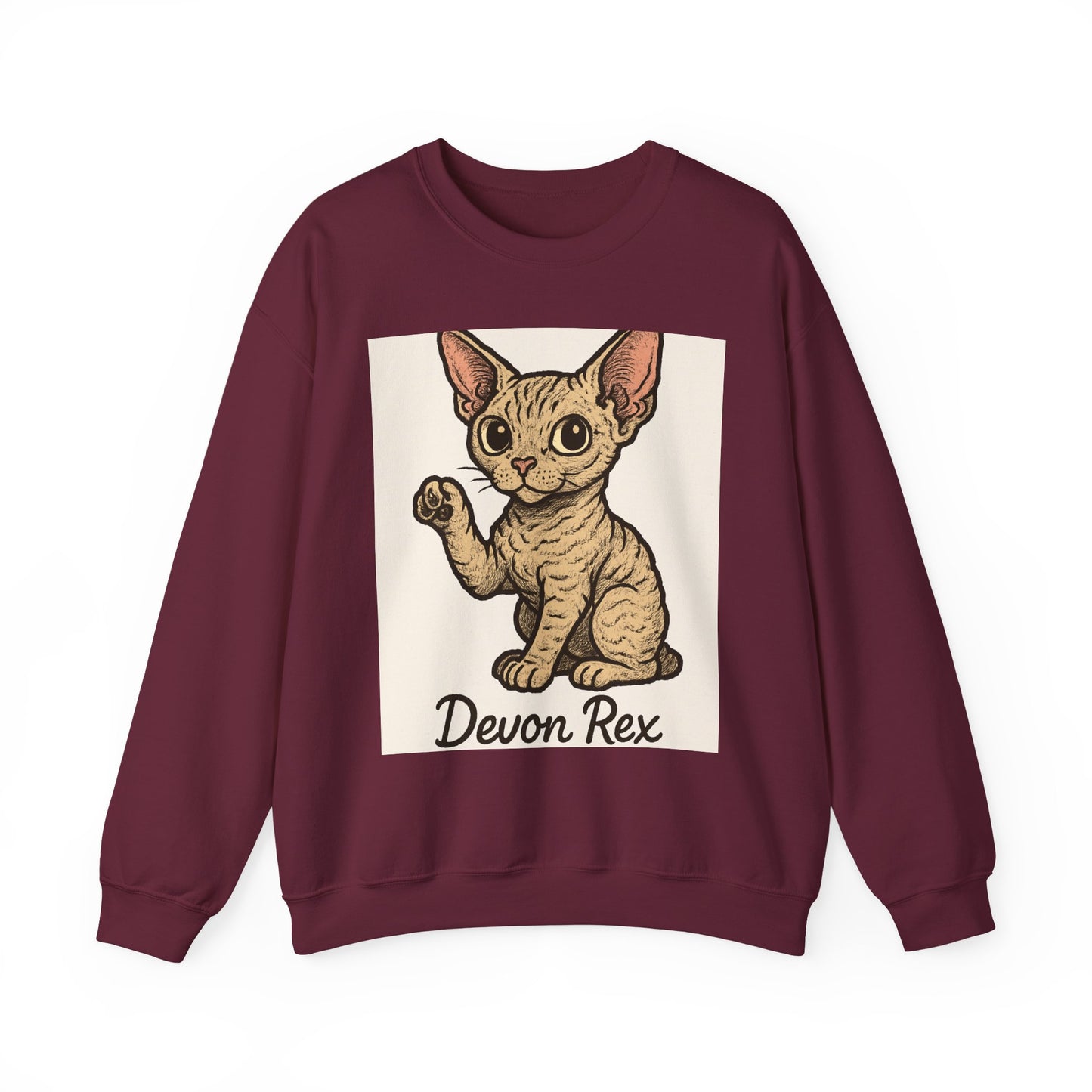 Devon Rex Cat Crewneck Sweatshirt, Cute Cat Sweater, Unisex Pet Apparel, Animal Lover Gift, Cozy Fashion, Perfect for Cat Owners