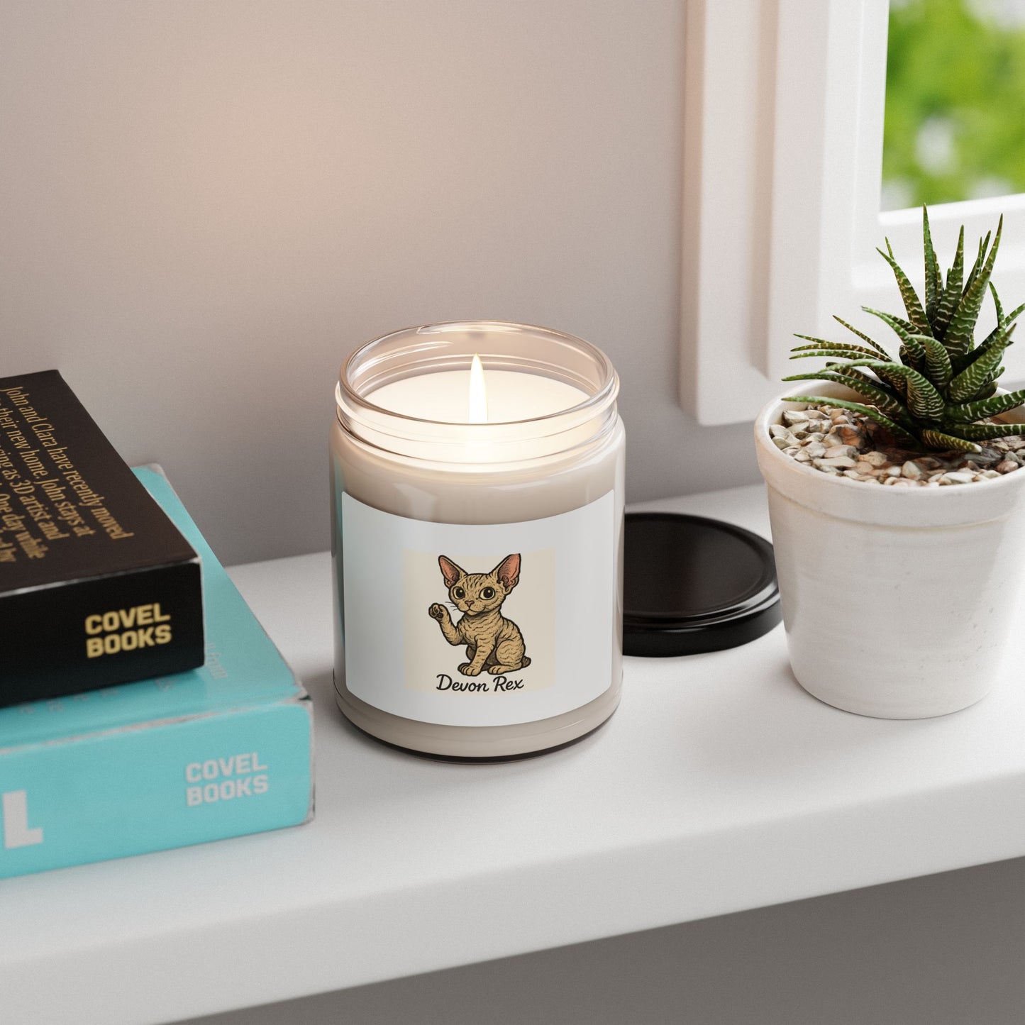 Devon Rex Cat Scented Soy Candle - Cozy Home Decor, Unique Gift for Cat Lovers, Aromatherapy, Pet Owner Candle, Relaxing Ambiance
