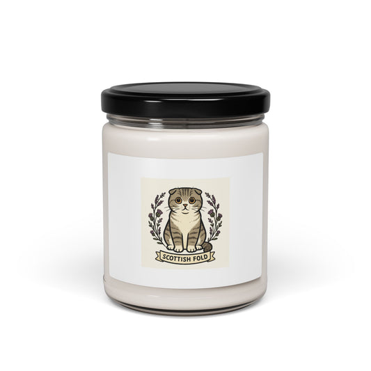 Scottish Fold Scented Soy Candle – Cozy Home Decor, Gift for Cat Lovers, Unique Aromatherapy, Pet Memorial, Relaxation Essential