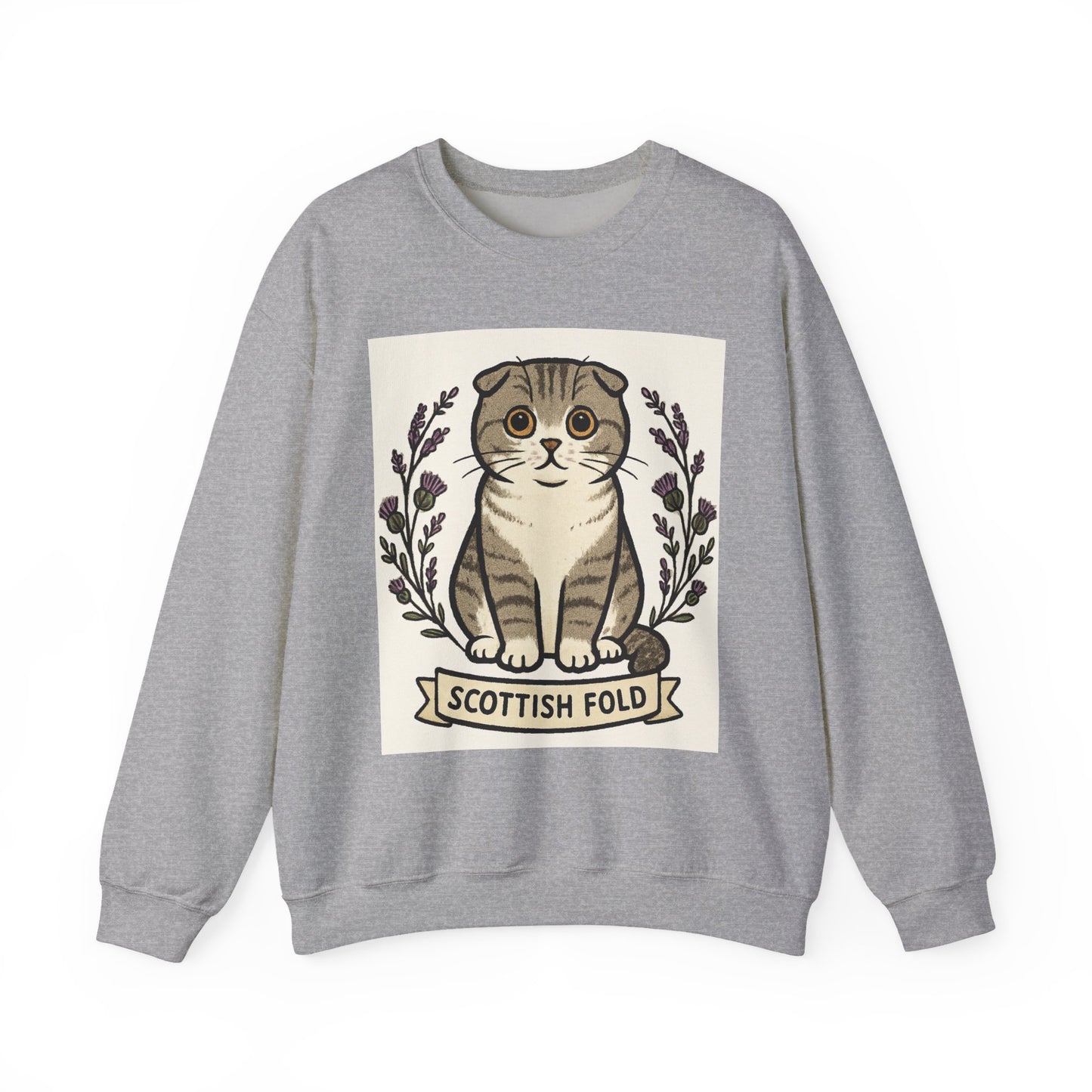 Scottish Fold Cat Sweatshirt, Cozy Unisex Crewneck, Cat Lover Gift, Cute Animal Apparel, Pet Themed Sweatshirt