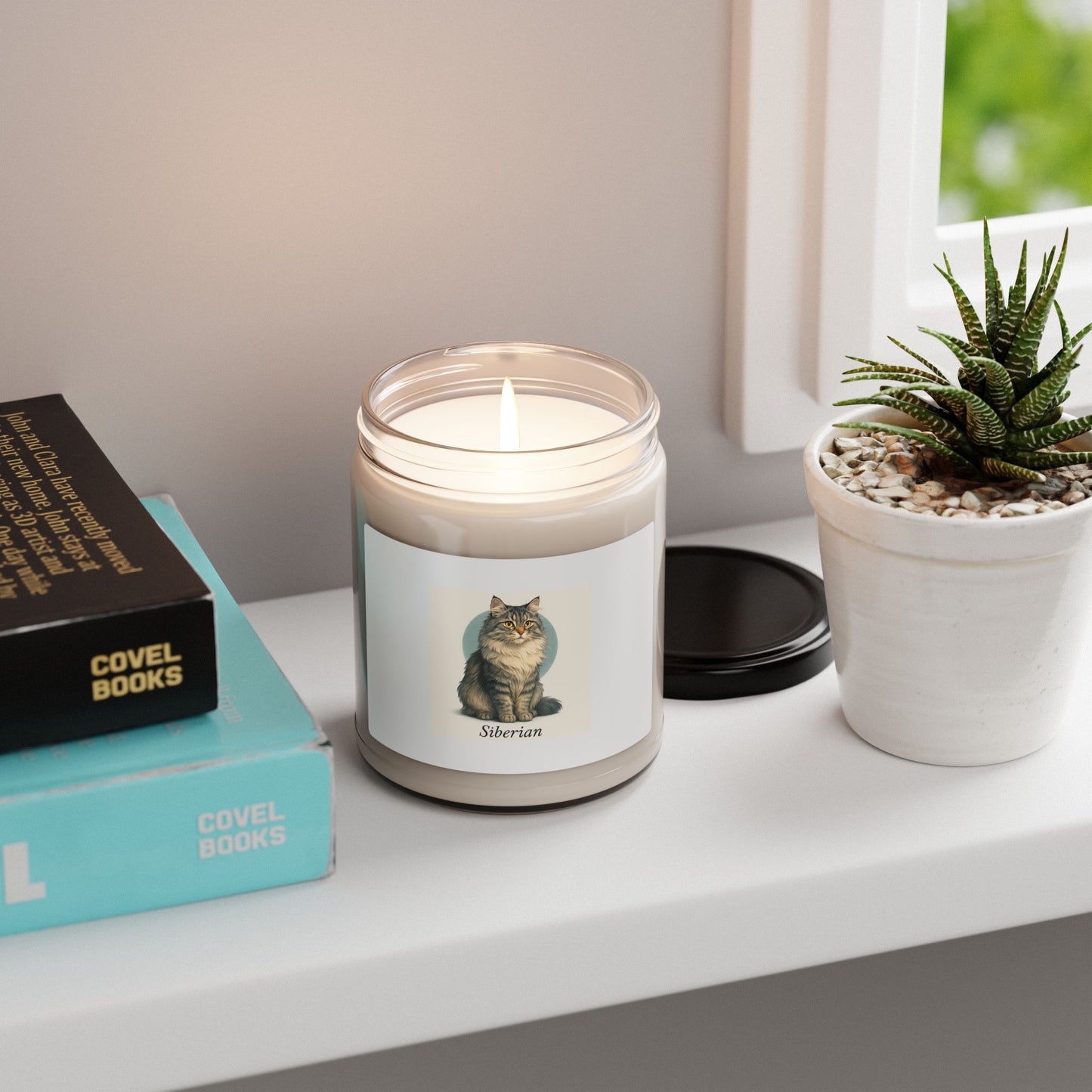 Scented Soy Candle, Siberian Cat Design, Cozy Home Decor, Pet Lover Gift, Aromatherapy Candle, Cat-Themed Home Fragrance