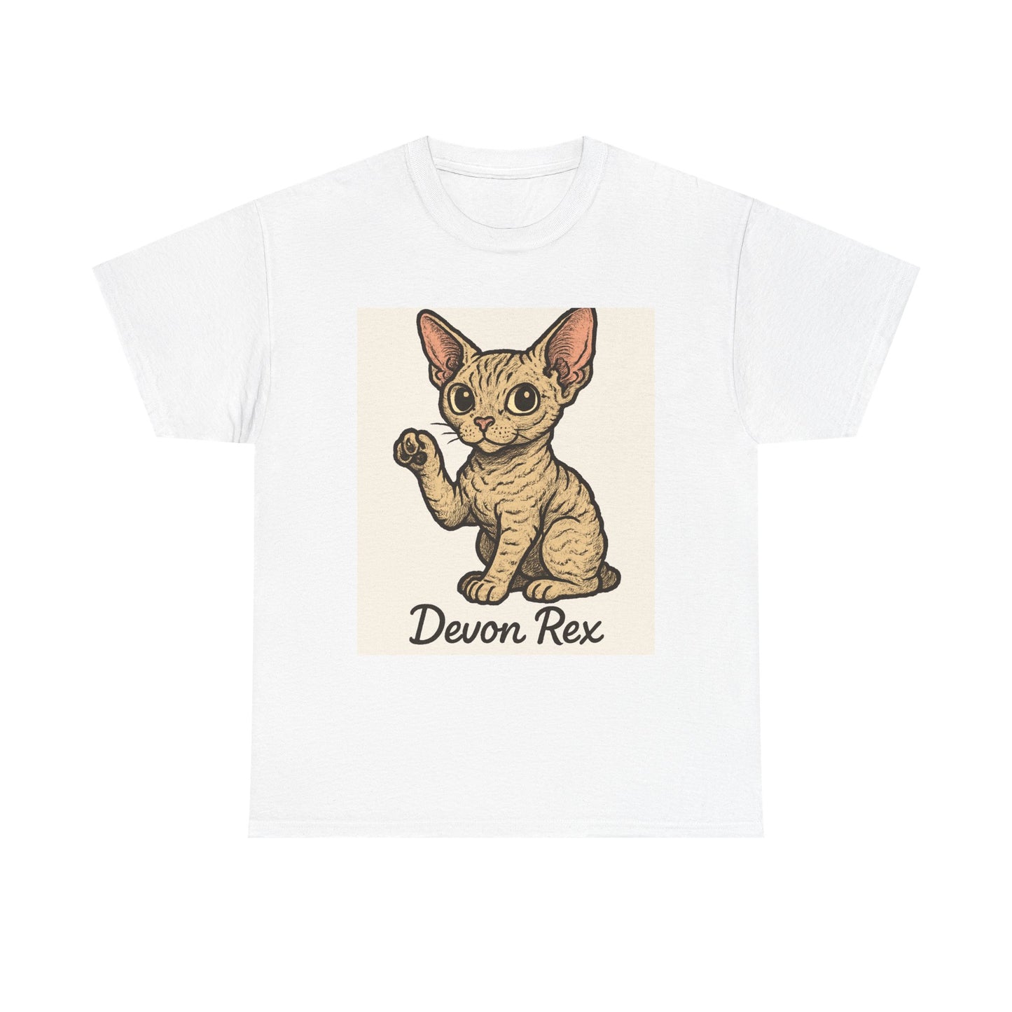 Cute Devon Rex Cat Tee, Unisex Cotton T-shirt, Cat Lover Gift, Pet Owner Apparel, Animal Lover Shirt