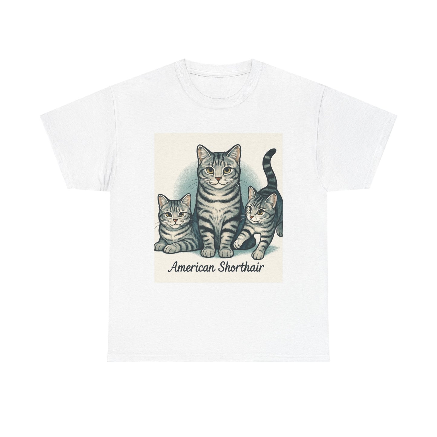 Vintage Cat Lover's Tee, Graphic Cat Shirt, American Shorthair Design, Cute Cat Gift, Pet Lover Apparel, Comfort Casual Wear