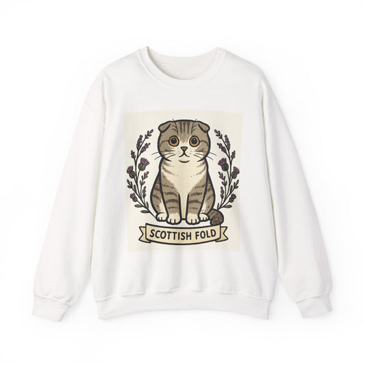 Scottish Fold Cat Sweatshirt, Cozy Unisex Crewneck, Cat Lover Gift, Cute Animal Apparel, Pet Themed Sweatshirt