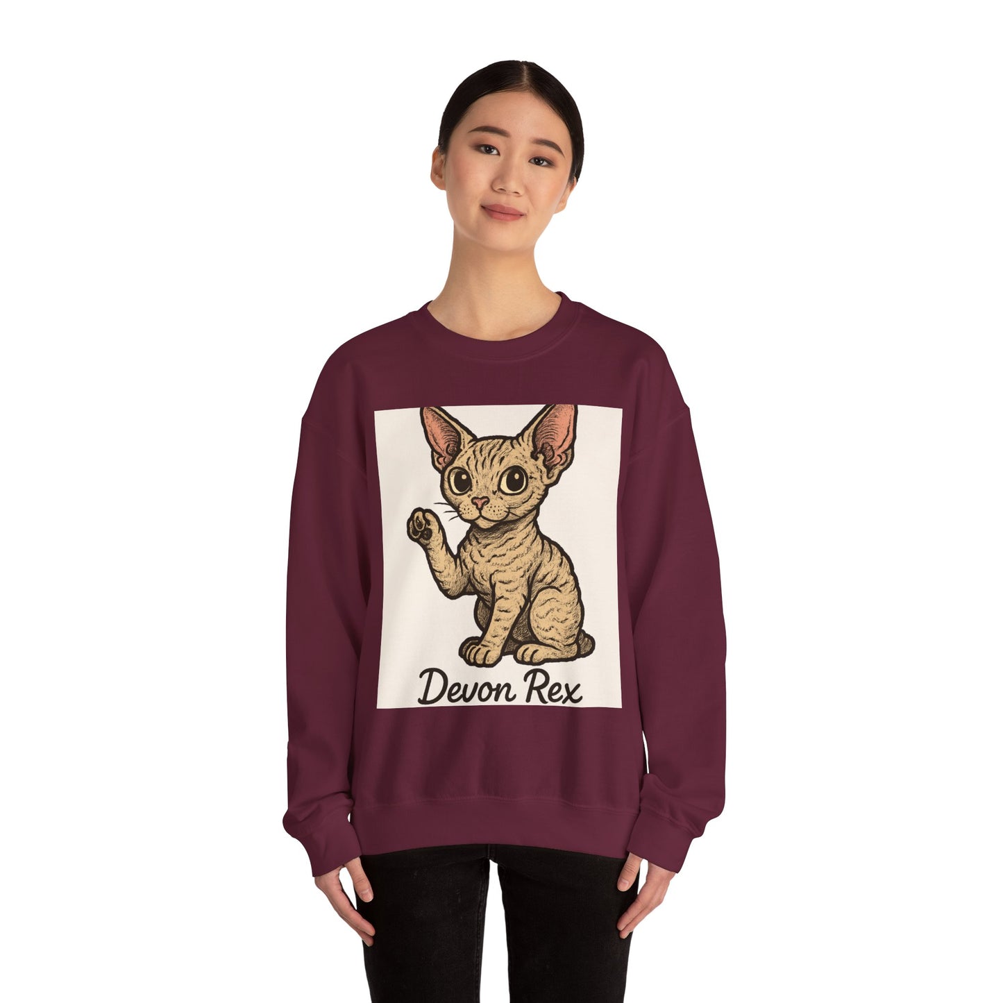 Devon Rex Cat Crewneck Sweatshirt, Cute Cat Sweater, Unisex Pet Apparel, Animal Lover Gift, Cozy Fashion, Perfect for Cat Owners