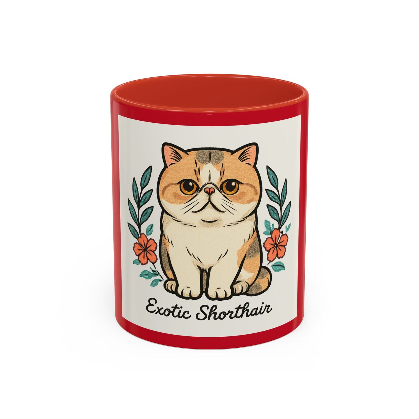 Exotic Shorthair Cat Coffee Mug, Pet Lover Gift, Cat Mug, Floral Cat Cup, Cat Mom Present, Cute Coffee Mug
