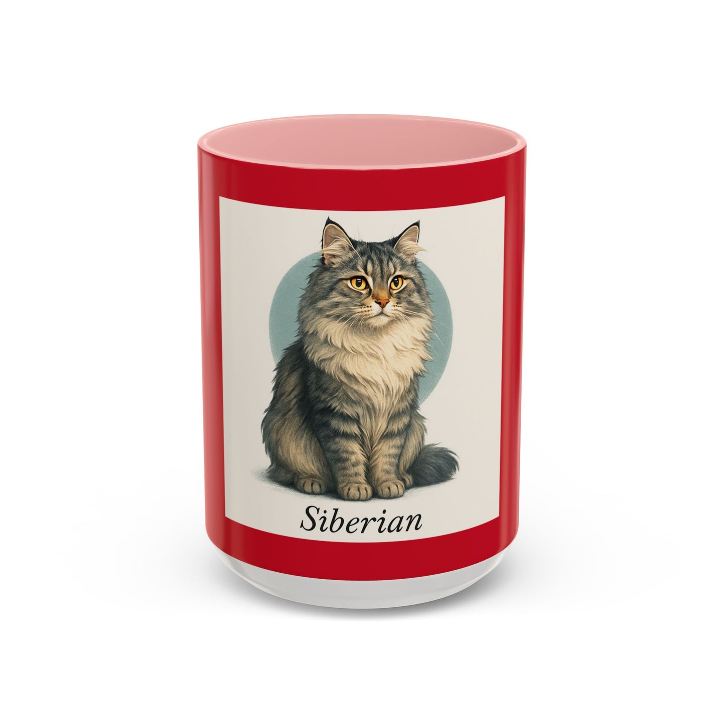 Siberian Cat Accent Coffee Mug, Unique Cat Lover Gift, Black Handle Mug, Animal Art, 11oz & 15oz Coffee Cup