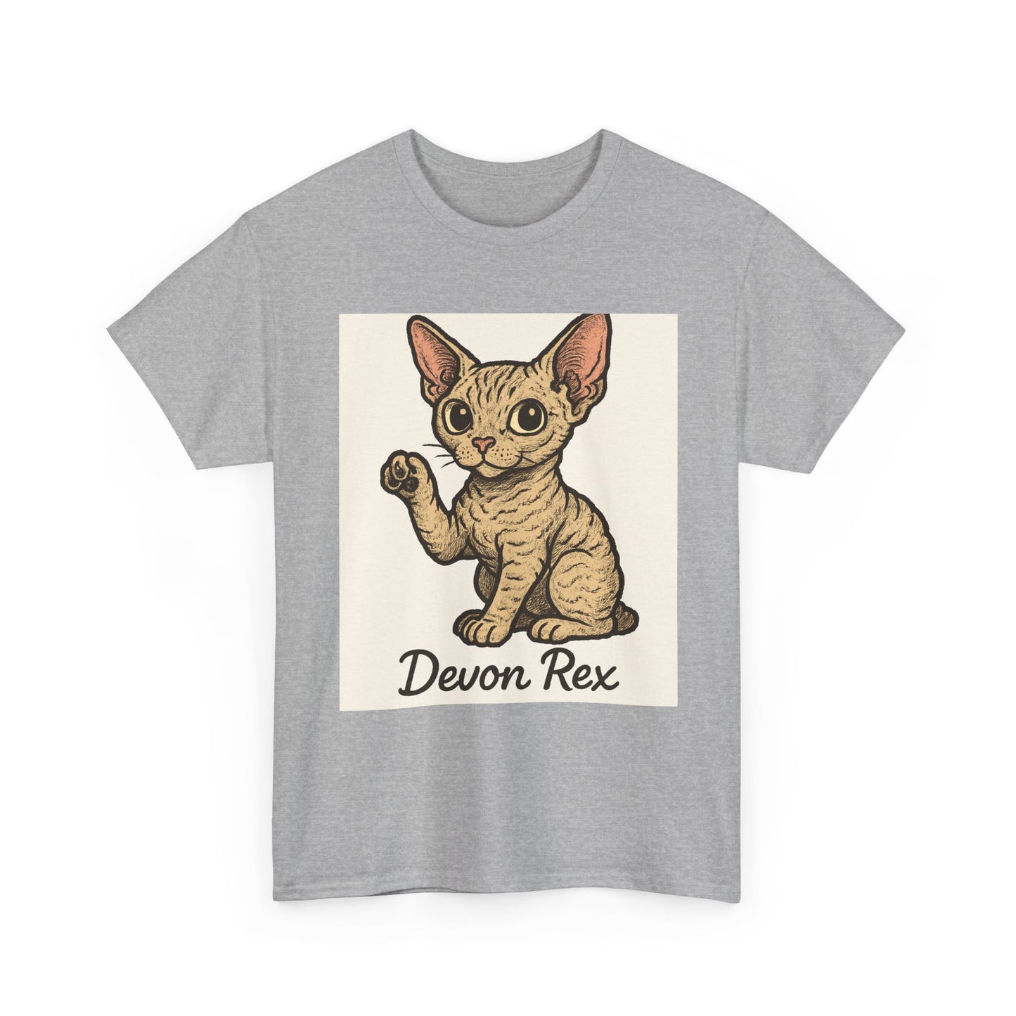 Cute Devon Rex Cat Tee, Unisex Cotton T-shirt, Cat Lover Gift, Pet Owner Apparel, Animal Lover Shirt