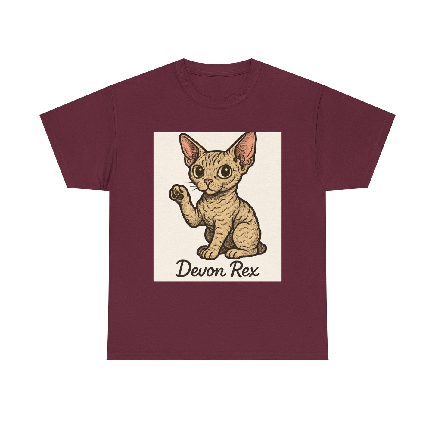 Devon Rex Cat T-Shirt, Cute Cat Tee, Unisex Cotton Shirt, Pet Lover Gift, Casual Wear, Birthday Present, Animal Apparel