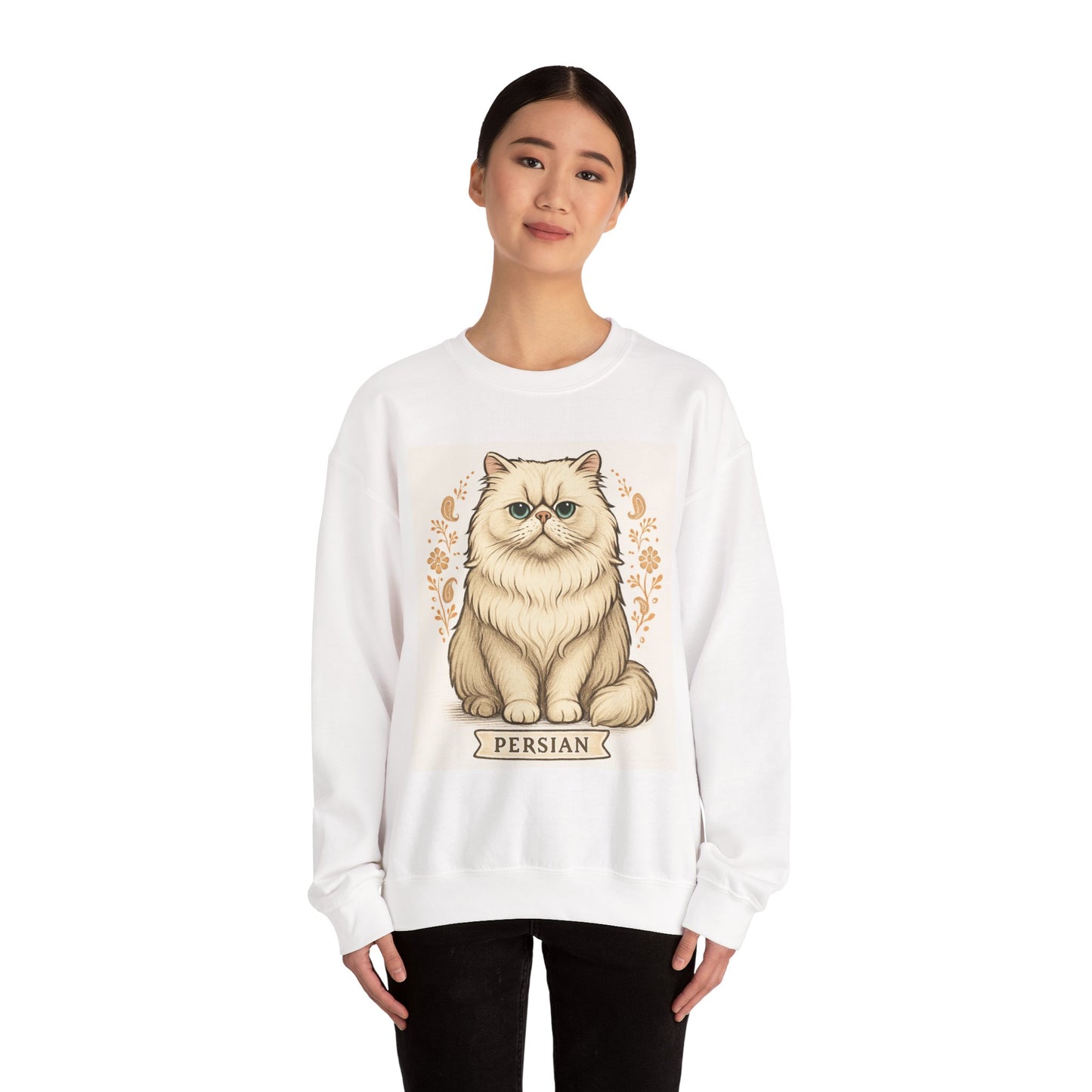 Persian Cat Crewneck Sweatshirt, Cozy Pet Lover Gift, Cat Themed Apparel, Year-Round Comfort, Unisex Casual Style