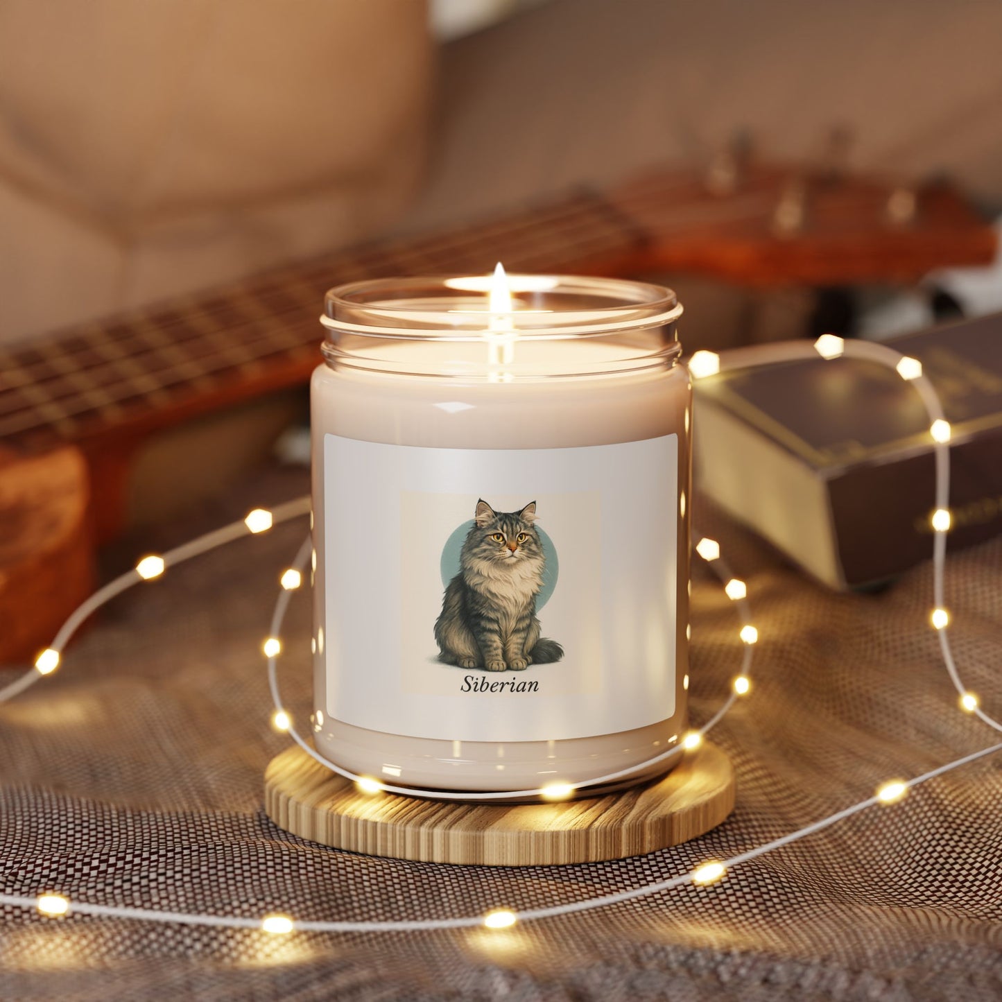 Scented Soy Candle, Siberian Cat Design, Cozy Home Decor, Pet Lover Gift, Aromatherapy Candle, Cat-Themed Home Fragrance