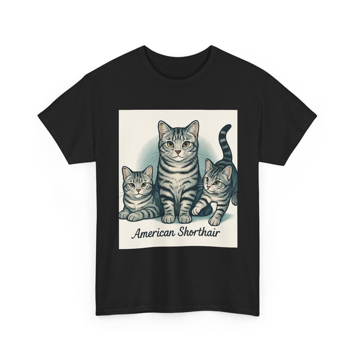 Vintage Cat Lover's Tee, Graphic Cat Shirt, American Shorthair Design, Cute Cat Gift, Pet Lover Apparel, Comfort Casual Wear