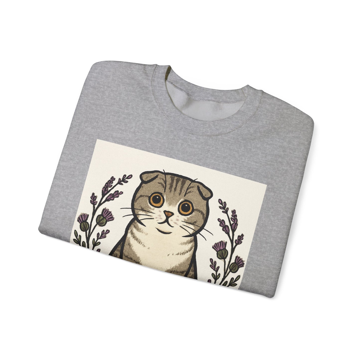 Scottish Fold Cat Sweatshirt, Cozy Unisex Crewneck, Cat Lover Gift, Cute Animal Apparel, Pet Themed Sweatshirt